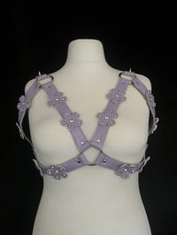 Image 1 of Lilac Flower Cage Bra With Rhinestones - XL