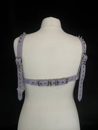 Image 4 of Lilac Flower Cage Bra With Rhinestones - XL