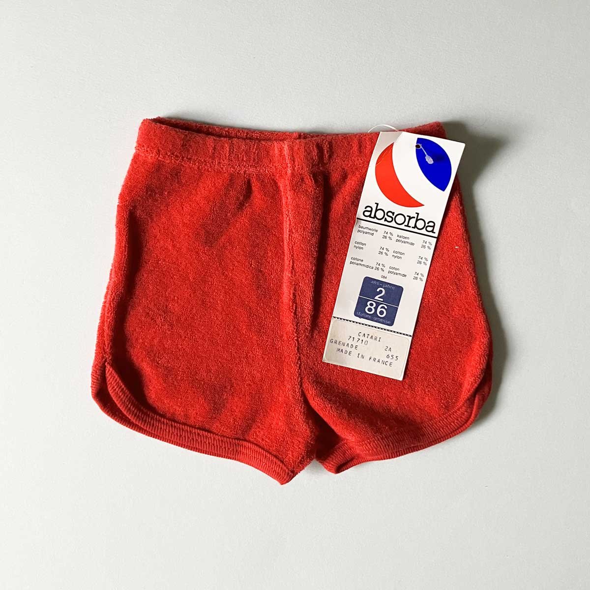 Image of Short éponge rouge 2 ans Absorba années 70/80