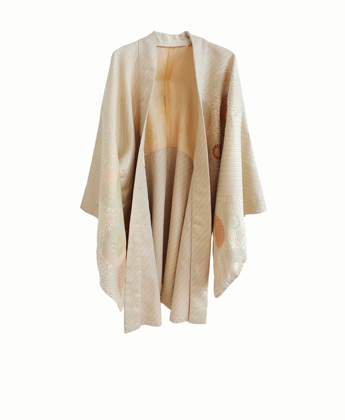 Image of Kort kimono dame af silke med pastelmetalisk cirkelblomster / 'Too Fairy..'