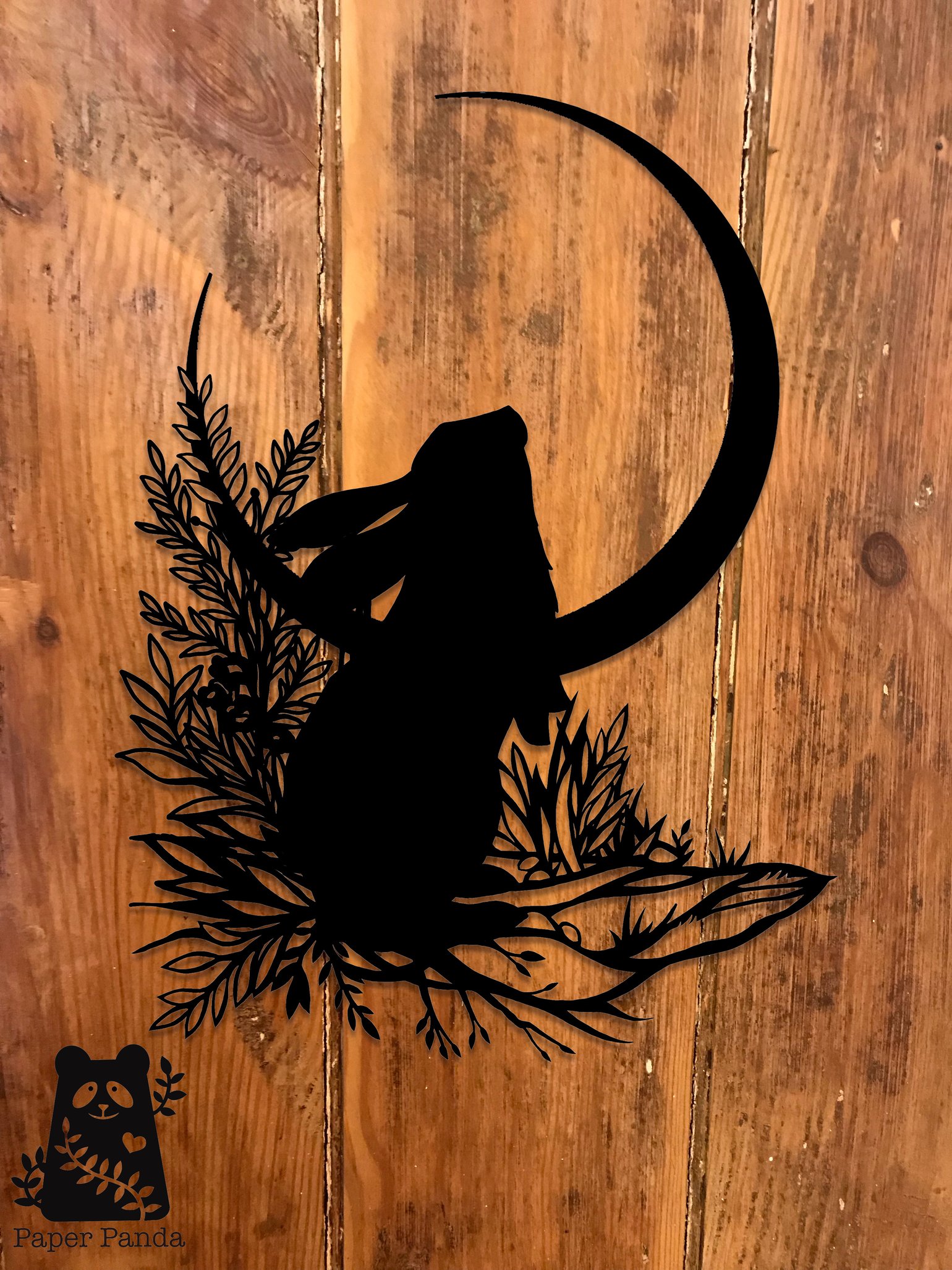 Image of Moonlit Hare Papercut Template