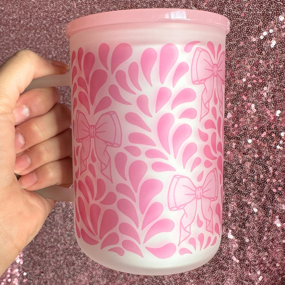 Image of PINK Talavera 17oz Frosted Glass Mug