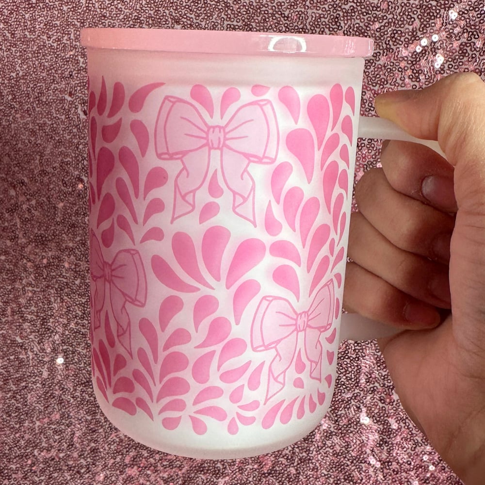 Image of PINK Talavera 17oz Frosted Glass Mug