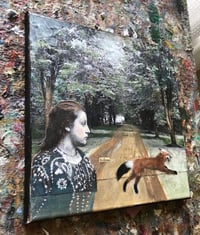 Image 2 of Original mixed media painting on stretched canvas of girl and fox 