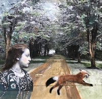 Image 1 of Original mixed media painting on stretched canvas of girl and fox 