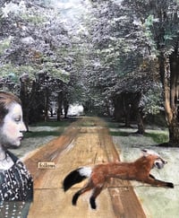 Image 3 of Original mixed media painting on stretched canvas of girl and fox 