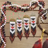 Image 1 of Black and Red Beaded Earrings | Beaded Triangle Earrings