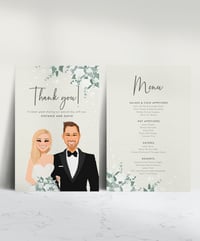 Image 1 of Thank you card and Menu with floral decoration