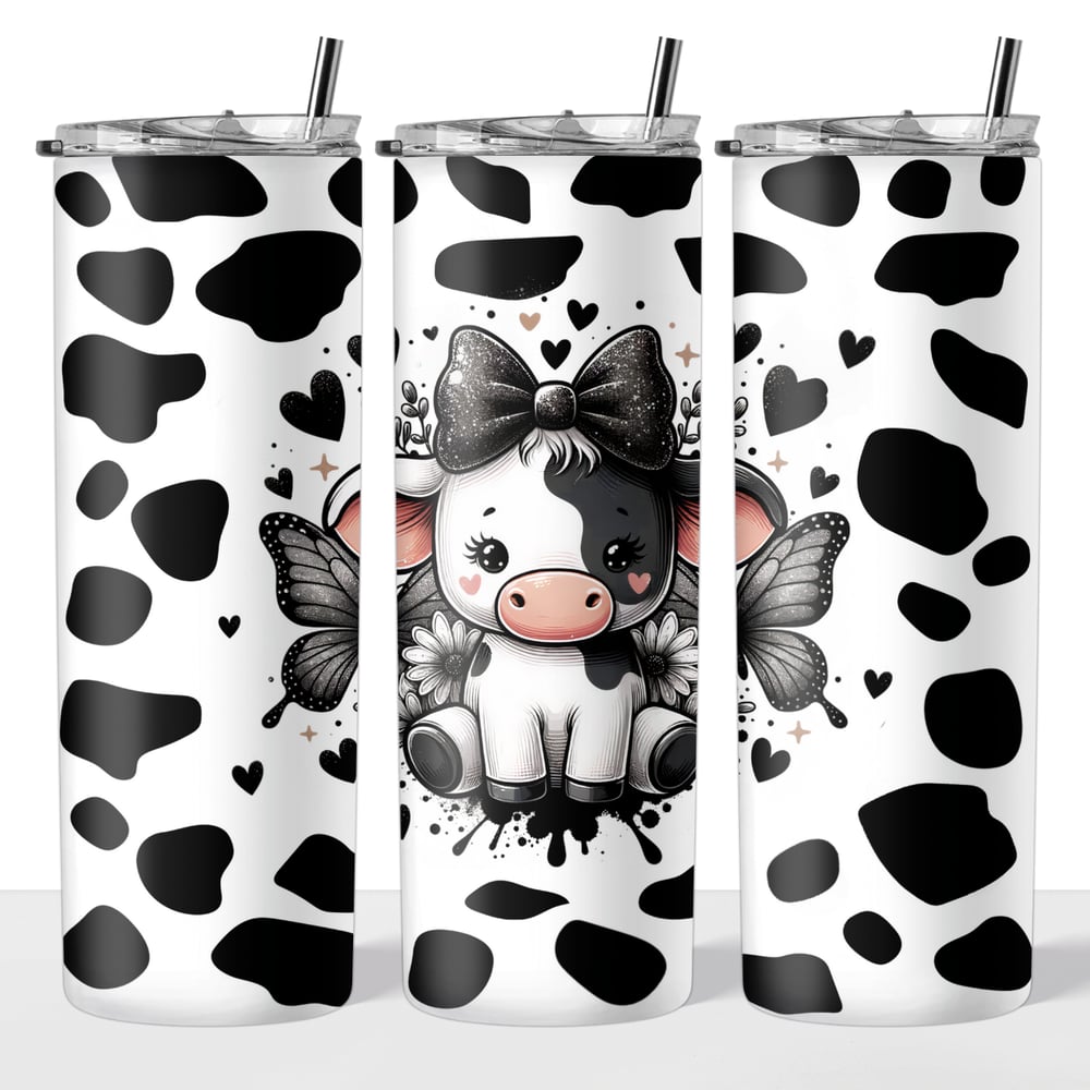 Image of Cow & Butterfly 20oz Tumbler🐮🖤