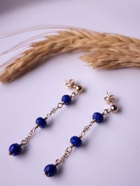 Image 2 of Lapis Lazuli Dangles Earring/14k Gold filled/925 Sterling silver Elegant Dangle Earrings