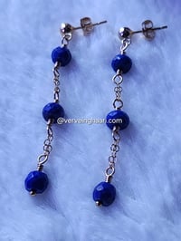 Image 1 of Lapis Lazuli Dangles Earring/14k Gold filled/925 Sterling silver Elegant Dangle Earrings