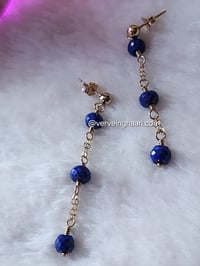 Image 4 of Lapis Lazuli Dangles Earring/14k Gold filled/925 Sterling silver Elegant Dangle Earrings