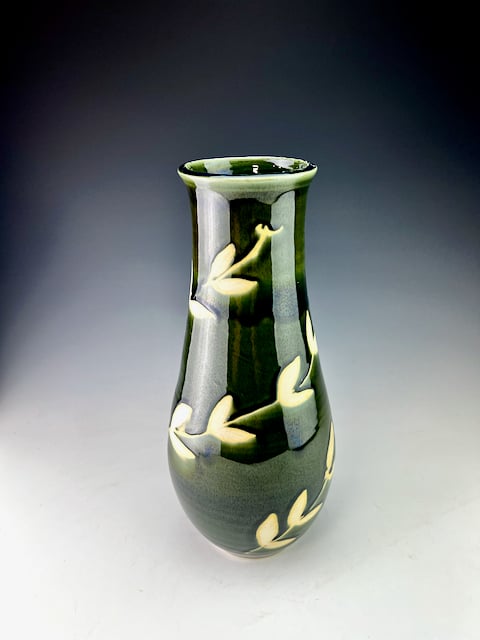 Image of Tall Vase with botanical embellishment (CDGC)