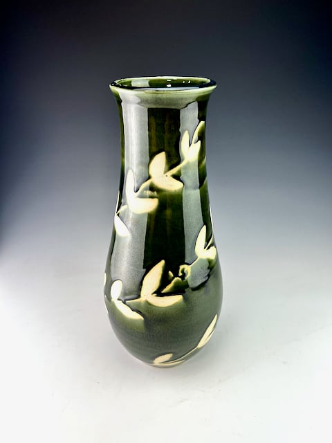 Image of Tall Vase with botanical embellishment (CDGC)