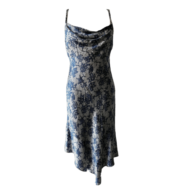 Image of BLUE LACE PRINT SILK DRESS