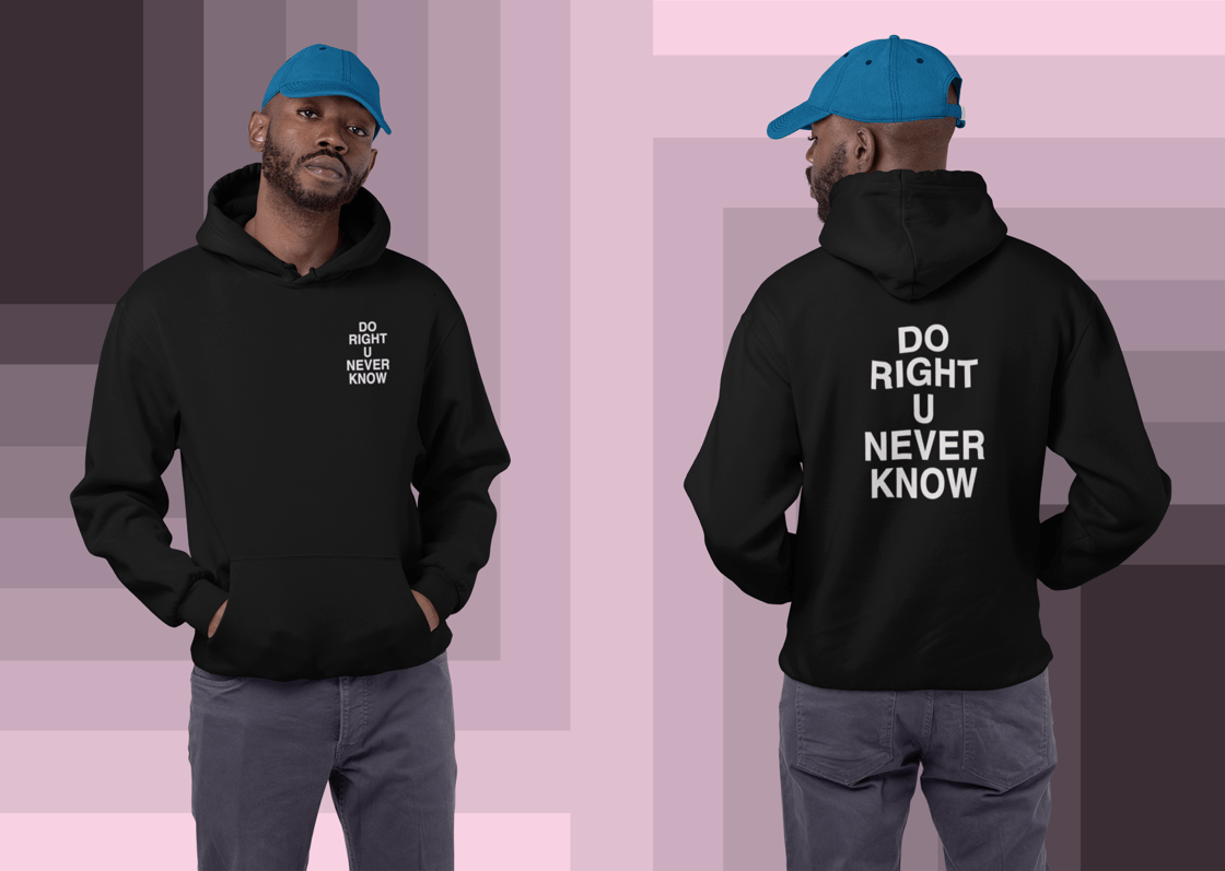 Image of Stacked "Do Right U Never Know" Hoodie – Black