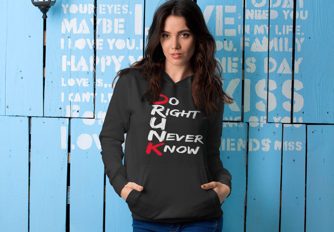 Image of DRUNK WEAR BY LD – Black & Gold “DO RIGHT U NEVER KNOW” Hoodie