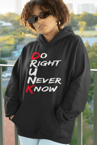 Image 5 of DRUNK WEAR BY LD – Black & Gold “DO RIGHT U NEVER KNOW” Hoodie