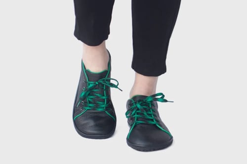 Image of Barefoot sneakers in Pebbled Black & Green Trim - 43.5 EU -  Ready to Ship