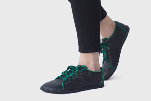 Image of Barefoot sneakers in Pebbled Black & Green Trim - 43.5 EU -  Ready to Ship