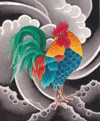 Cockerel in Swirling Winds (Print)