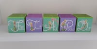 Image 5 of Tinkerbell Inspired Wood Blocks, Tinkerbell Blocks, Tinkerbell Centrepiece, Faith Trust and Pixiie D