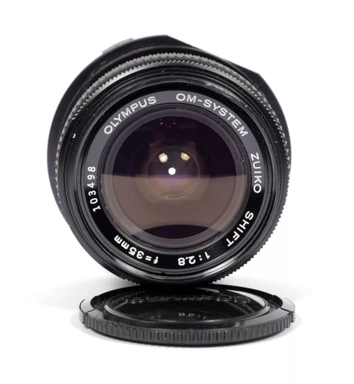 Image of Olympus OM Shift 35mm F2.8 lens with case (#8160)