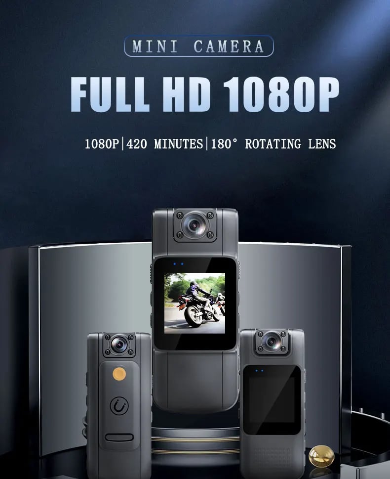 1080P HD Mini Camera - Portable BodyCam with Night Vision