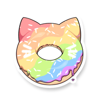 Rainbow NekoDonut Holo Sticker