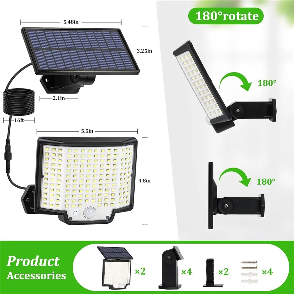 172LED Solar Light Outdoor Waterproof Motion Sensor Floodlight with Remote Control