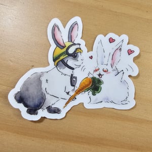 Image of Rabbit Rescues Hungry Bunny Transparent Vinyl Sticker 