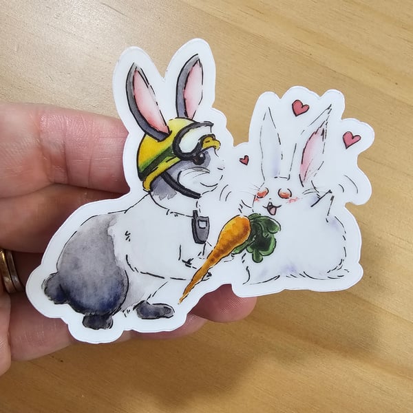 Image of Rabbit Rescues Hungry Bunny Transparent Vinyl Sticker 