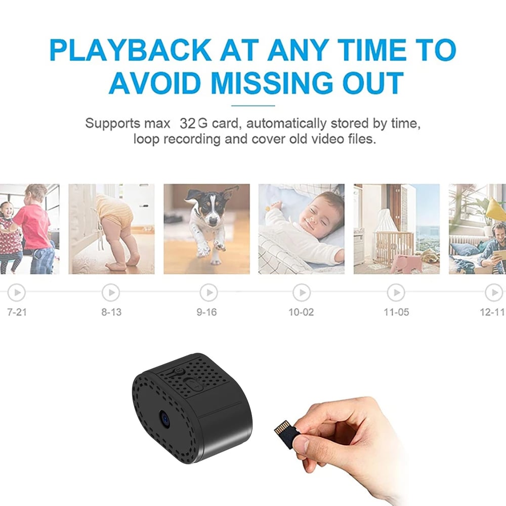 Mini Wireless WiFi Remote Monitor Camera - Tiny Smart IP Camera with 32GB SD Card