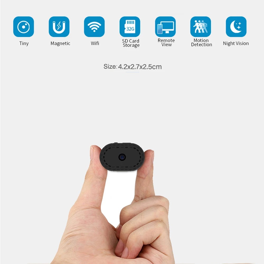 Mini Wireless WiFi Remote Monitor Camera - Tiny Smart IP Camera with 32GB SD Card