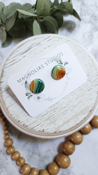 Green Agate Button Studs (L)