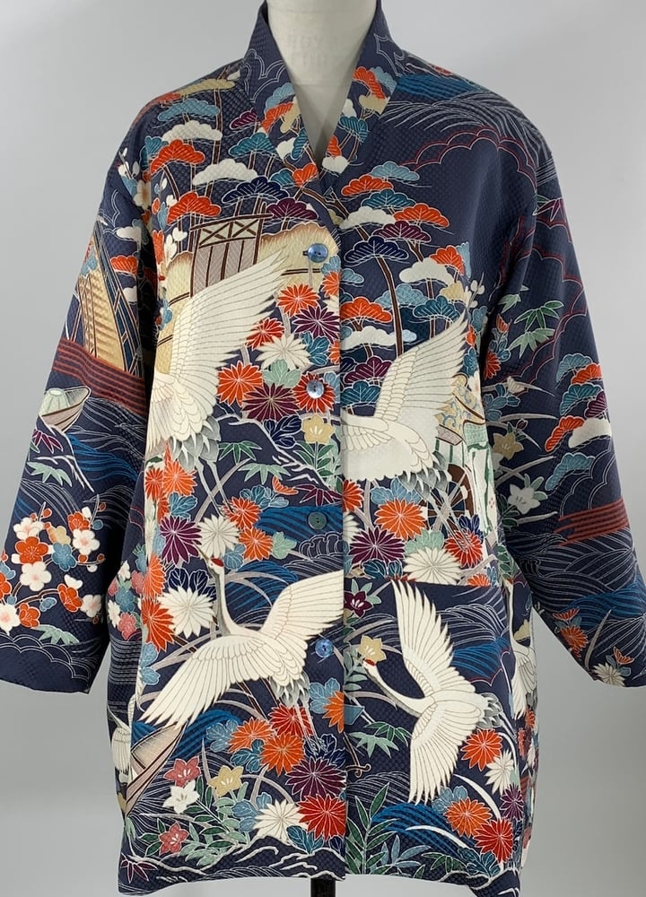 Image of Boats, Flowers, Pines and Cranes