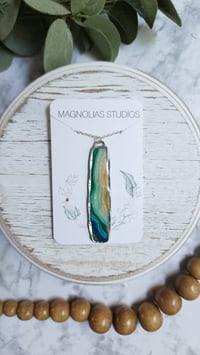 Image 1 of Green Agate Long Pendant Silver