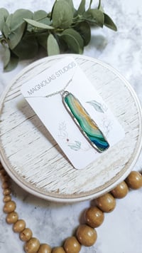 Image 2 of Green Agate Long Pendant Silver