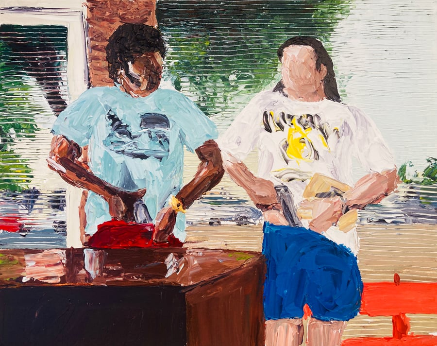 Image of “Jules and Vincent leaving” 16” x 20 “ original painting 