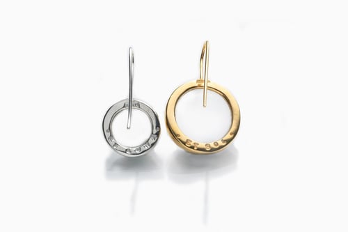 Image of " The Sun and The Moon" gold plated silver earrings with rock crystals · ET LUNA ET SOL ·