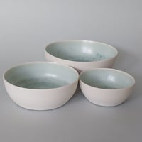 Image 2 of Small nest of 3 shallow dishes with sage green interior