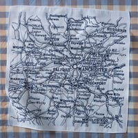 Image 1 of Greater Manchester vintage map printed handkerchief 