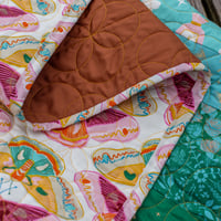 Image 6 of Retro Curiosities - adventureland throw quilt featuring Curio fabrics 