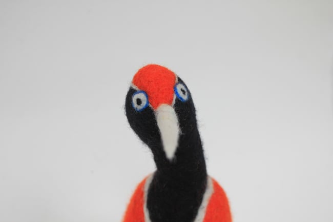 Bruce, felted wool quirky bird sculpture