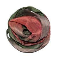 Image 2 of 10YD.  SUMAC  HAND DYED RECYCLED SARI SILK RIBBON BUNDLES by COLOR KISSED SILK