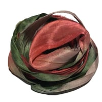 Image 4 of 10YD.  SUMAC  HAND DYED RECYCLED SARI SILK RIBBON BUNDLES by COLOR KISSED SILK