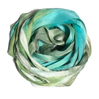 Image 5 of 10YD.  BAHAMA BREEZE HAND DYED RECYCLED SARI SILK RIBBON BUNDLES by COLOR KISSED SILK