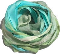 Image 4 of 10YD.  BAHAMA BREEZE HAND DYED RECYCLED SARI SILK RIBBON BUNDLES by COLOR KISSED SILK