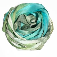 Image 7 of 10YD.  BAHAMA BREEZE HAND DYED RECYCLED SARI SILK RIBBON BUNDLES by COLOR KISSED SILK