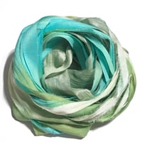 Image 1 of 10YD.  BAHAMA BREEZE HAND DYED RECYCLED SARI SILK RIBBON BUNDLES by COLOR KISSED SILK